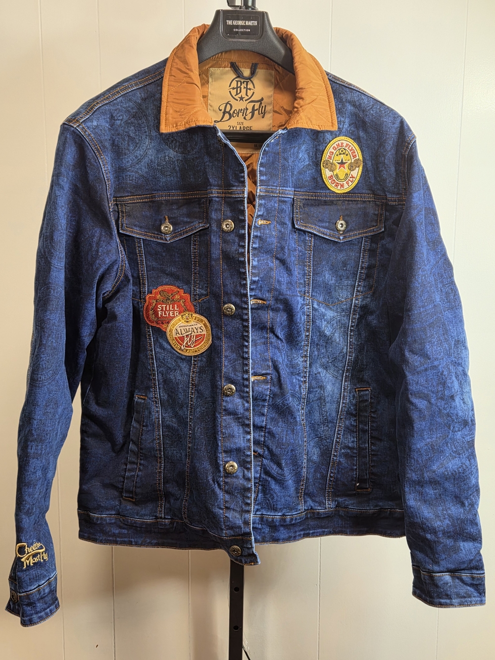 Men's Born Fly Heavy Winter Denim Jacket, 2XL